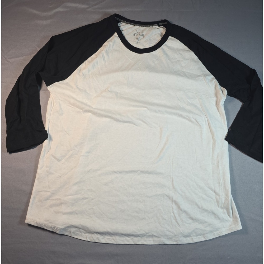 True Classic Baeball style 3/4 Sleeve Black Sleeves White Body  XL Extra Large